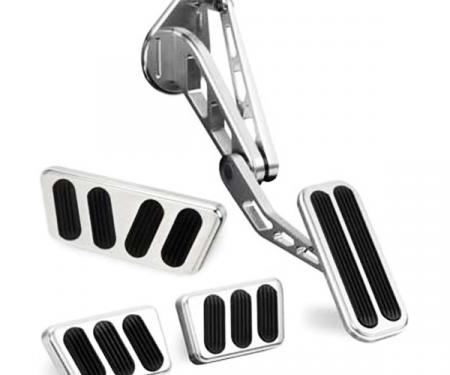 Lokar Billet Aluminum Pedals, Brushed/Polished, Mustang, 1964-1970