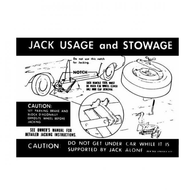 Ford Mustang Decal - Jack Instruction - Regular Wheel - Through Early 1971