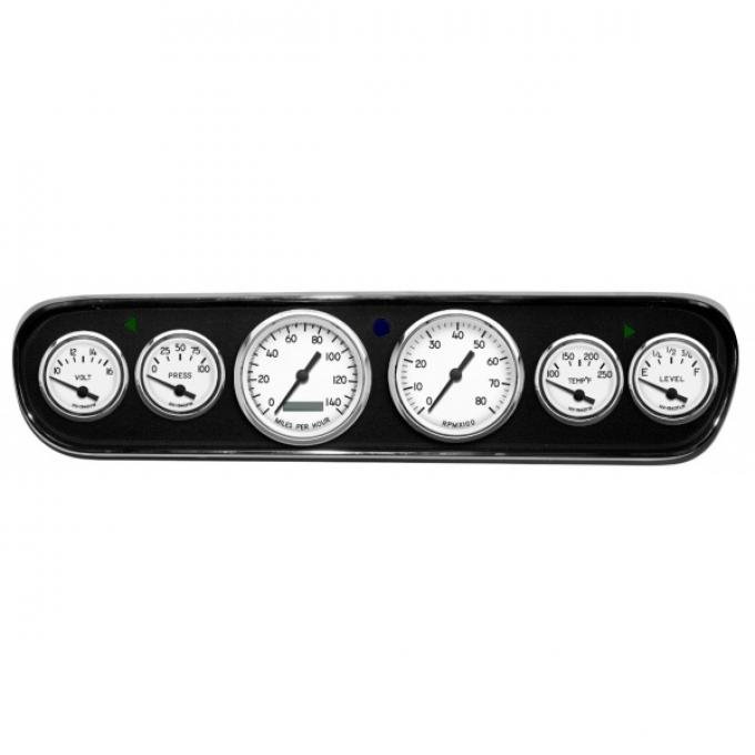 Mustang - New Vintage USA 1940 Series DIY Gauge Panel Kit - 6 Gauge Package, White Dial, 1964-1966 - Programmable Speedometer MPH