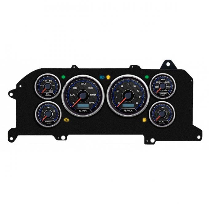Mustang - New Vintage USA Aviator Series Kit - 6 Gauge Package, 1987-1993 - Programmmable Speedometer KPH