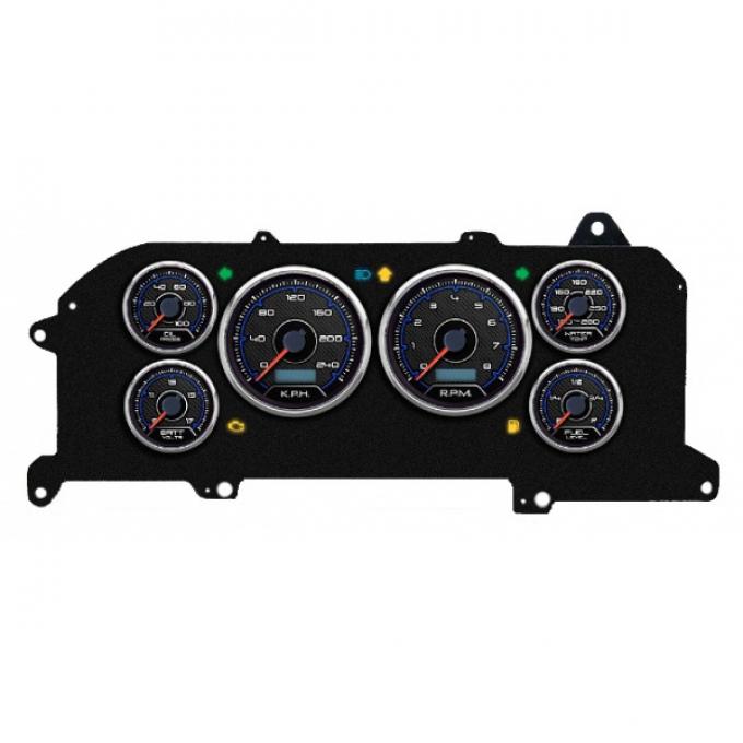 Mustang - New Vintage USA Aviator Series Kit - 6 Gauge Package, 1987-1993 - Programmmable Speedometer KPH