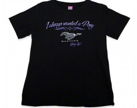 Mustang I Always Wanted A Pony Ladies T-Shirt, Black