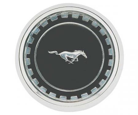 Ford Mustang Roof Side Emblems - Black Background With Chrome Horse & Bezel - Fastback