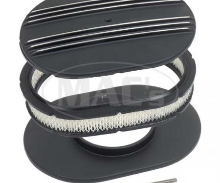 Partial-Finned Aluminum Air Cleaner, 12'' Oval With Black Finish, 1932-1985