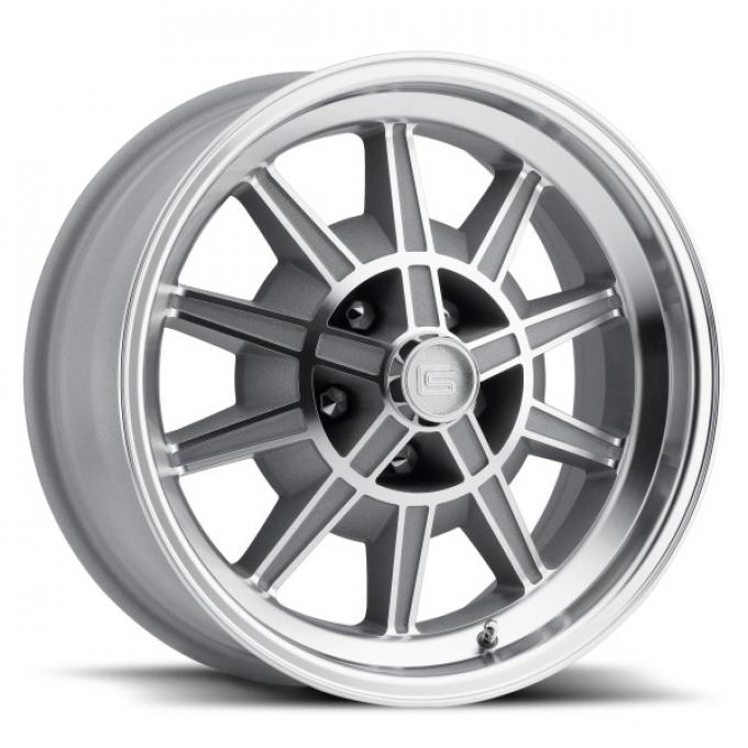 Mustang 17 x 8 GT7 Alloy Wheel, 5 on 4.5 BP, 4.75 BS, Machined/Clear Coat 1967-68