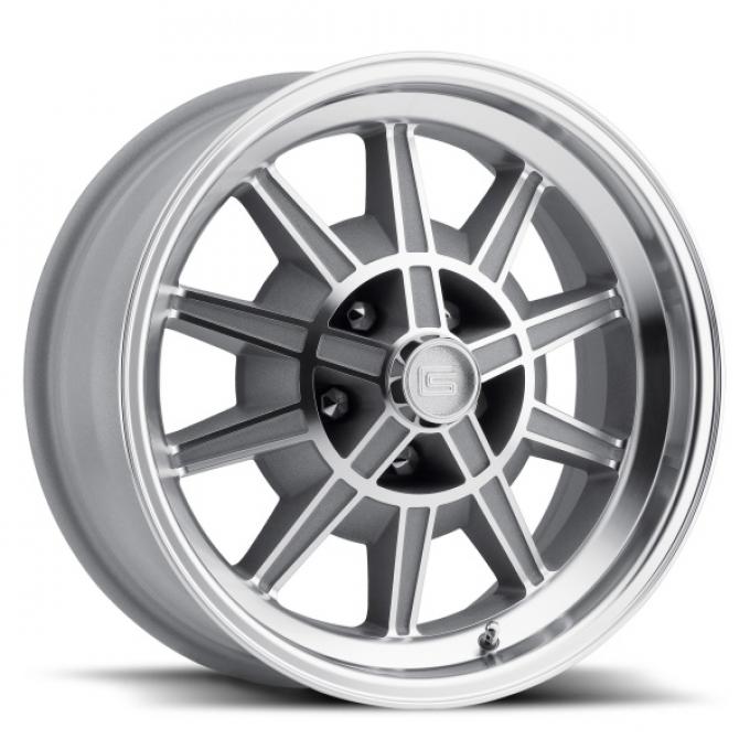 Mustang 17 x 8 GT7 Alloy Wheel, 5 on 4.5 BP, 4.75 BS, Machined/Clear Coat 1967-68