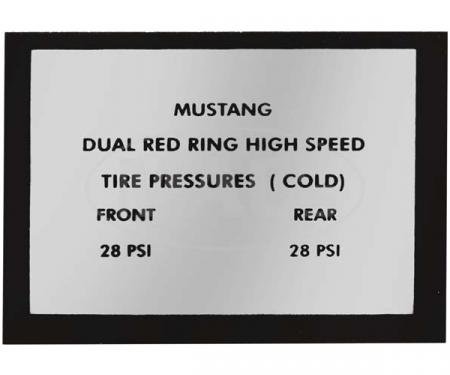 Ford Mustang Decal - Tire Pressure - Red Ring