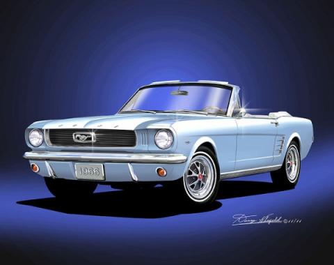 Mustang GT Convertible Fine Art Print By Danny Whitfield, 1966