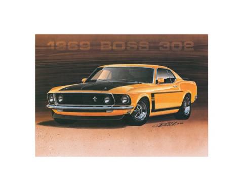 Limited Edition Print, Mustang, Boss 302, Orange, 1969