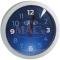 Wall Clock, Metallic, Silver & Blue, W/ Oval, Ford