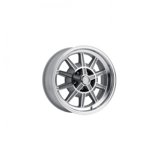 Mustang 17 x 7 GT7 Alloy Wheel, 5 on 4.5 BP, 4.25 BS, Machined / Clear Coat 1967-68