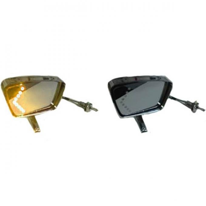 Mustang Amber LED Turn Signal Side Mirrors, Deluxe Style,  1967-1968