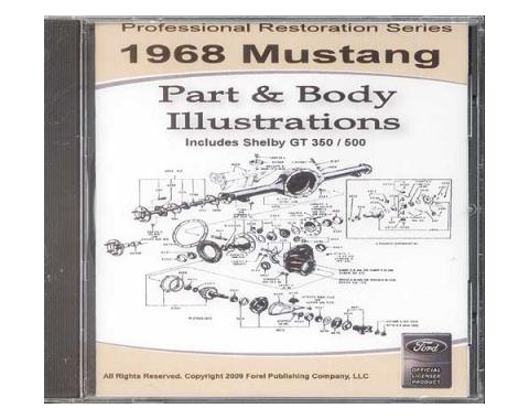 1968 Mustang Part & Body Illustrations On CD - For Windows Operating Systems Only