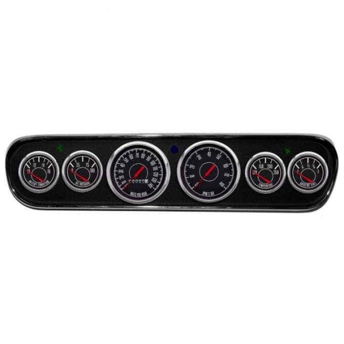 Mustang - New Vintage USA 67 Series DIY Gauge Panel Kit - 6 Gauge Package, Black Dial, 1964-1966 - Mechanical Speedometer MPH
