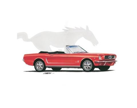 Limited Edition Print, Mustang, Convertible, Red, 1964 1/2