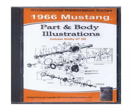 1966 Mustang Part & Body Illustrations On CD - For Windows Operating Systems Only