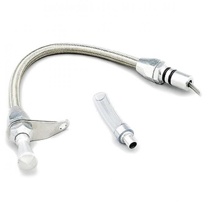 Lokar Flexible Transmission Dipstick, Braided Stainless Steel, Transmount, Ford C4/C6/FMX/AOD Transmissions