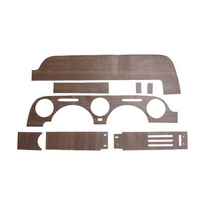 Ford Mustang Vinyl Wood Grain Dash Applique Set - 8 Pieces - Without Air Conditioning - Includes Instrument Cluster Surround