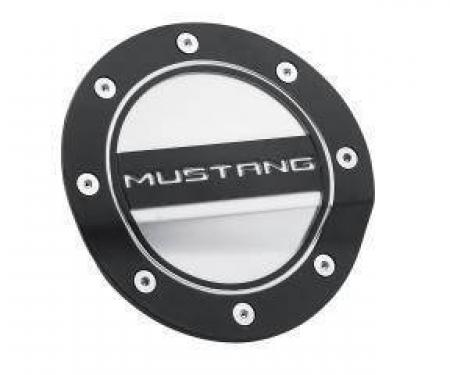 Drake Muscle 2015-2019 Ford Mustang Mustang Comp Series Fuel Door, Black/Silver FR3Z-6640526-MB