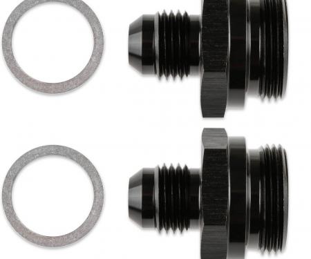 Mr. Gasket -8 AN, 7/8-20 Carburetor Fittings, Black with Gaskets (2) 491948