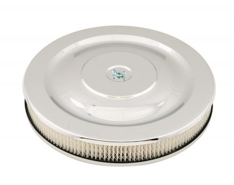 Mr. Gasket Air Cleaner, 14 Inch Diameter X 2-1/4 Inch Tall, Chrome 1480