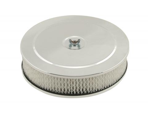 Mr. Gasket Air Cleaner, 9 Inch Diameter X 2-3/4 Inch Tall, Chrome 1487