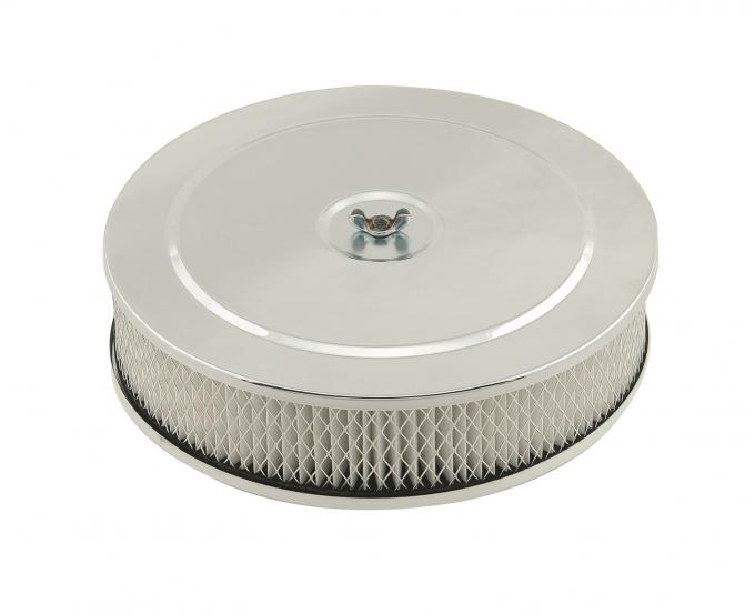 Mr. Gasket Air Cleaner, 9 Inch Diameter X 2-3/4 Inch Tall, Chrome 1487