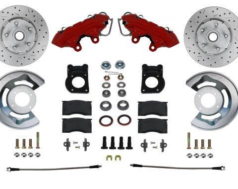 Leed Brakes Spindle Kit with Drilled Rotors and Red Powder Coated Calipers RFC0002SMX