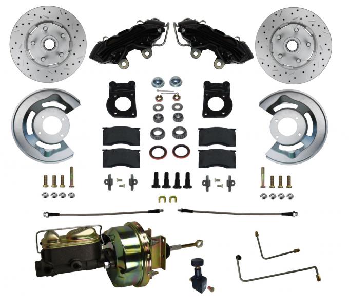 Leed Brakes 1964-1966 Ford Mustang Power Front Kit with Drilled Rotors and Black Powder Coated Calipers BFC0001-H405AX