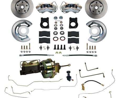 Leed Brakes 1964-1966 Ford Mustang Power Front Kit with Plain Rotors Zinc Plated Calipers and Pre-Bent Line Kit FC0001-H405ALK