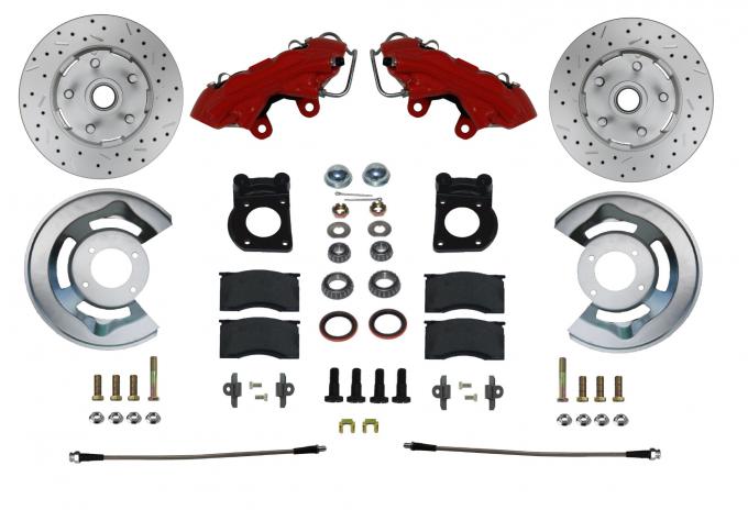 Leed Brakes Spindle Kit with Drilled Rotors and Red Powder Coated Calipers RFC0002SMX