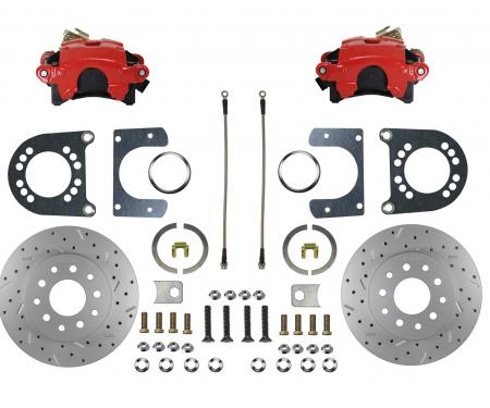 Leed Brakes Rear Disc Brake Kit with Drilled Rotors and Red Powder Coated Calipers RRC0003X