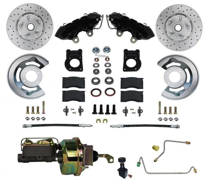 Leed Brakes 1964-1966 Ford Mustang Power Front Kit with Drilled Rotors and Black Powder Coated Calipers BFC0001-H405MX