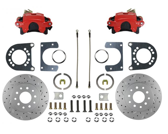 Leed Brakes Rear Disc Brake Kit with Drilled Rotors and Red Powder Coated Calipers RRC0002X