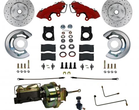 Leed Brakes 1964-1966 Ford Mustang Power Front Kit with Drilled Rotors and Red Powder Coated Calipers RFC0001-H405AX