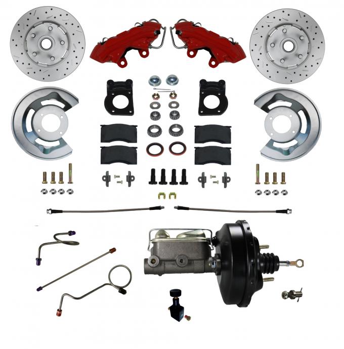 Leed Brakes Power Front Kit with Drilled Rotors and Red Powder Coated Calipers RFC0004-W405X