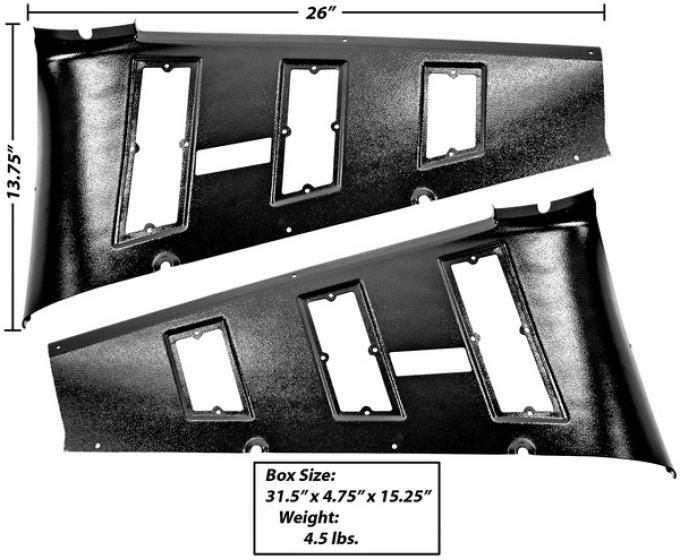 Ford Mustang Trim Panel Quarter Vent, Fastback, 1965-1966