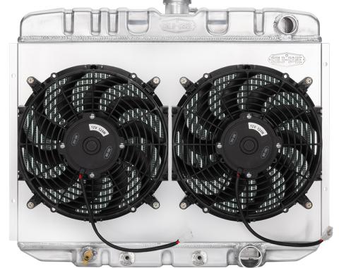 Cold Case Radiators 67-70 Mustang SB 24 Inch Aluminum Performance Radiator And Dual 12 Inch Fan Kit AT FOM587AK