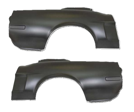 Redline Restomotive® 1968 Ford Mustang Coupe Left and Right Hand Full Quarter Panel with Side Marker Indent (Early 68)