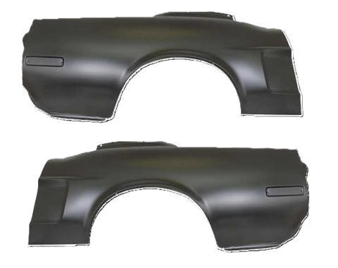 Redline Restomotive® 1968 Ford Mustang Coupe Left and Right Hand Full Quarter Panel with Side Marker Indent (Early 68)