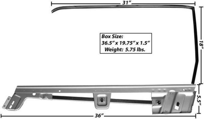 Dynacorn 67-68 Door Window Frame Kit LH Conv 3614CB