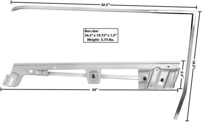 Dynacorn 67-68 Door Window Frame Kit LH Cp 3614AB