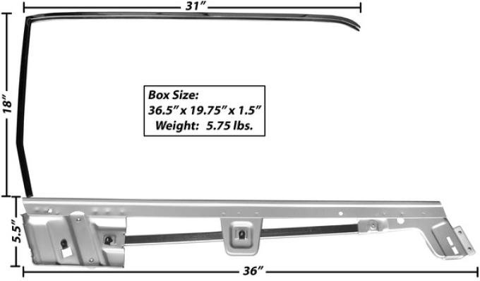 Dynacorn 67-68 Door Window Frame Kit RH Conv 3614CA