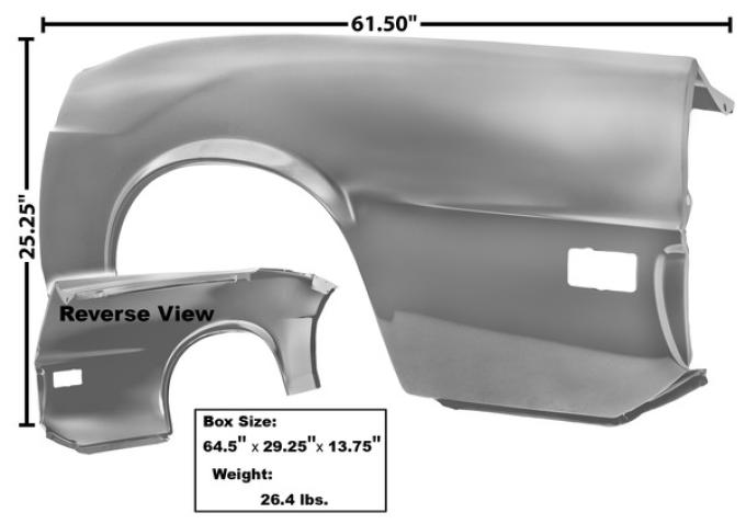 Dynacorn 70 Full Quarter Panel LH Convertible Weld-Thru Primer 3647XXWT