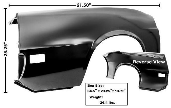 Dynacorn 70 Full Quarter Panel RH Convertible Weld-Thru Primer 3647WXWT