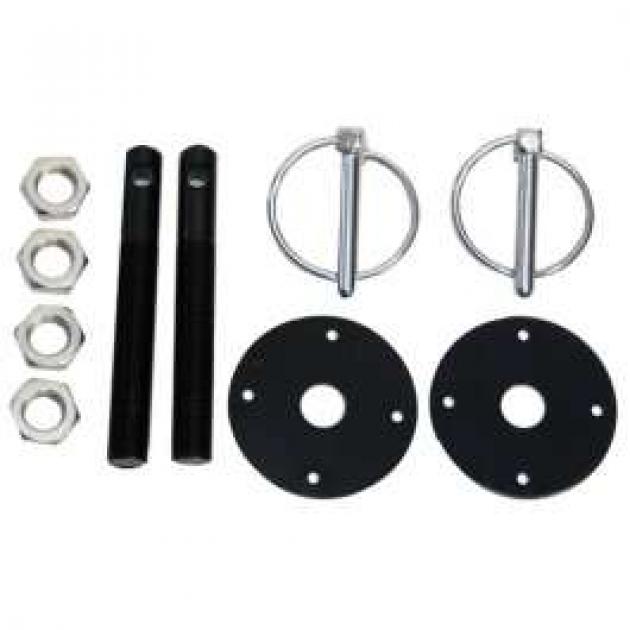 Aluminum Hood Pin Kit, Black Mustang Depot