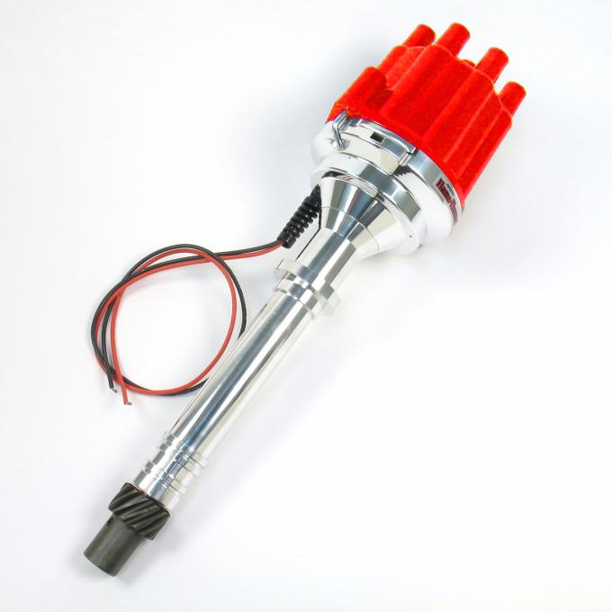 Pertronix Billet Distributor for Chevrolet 90 Degree V6 Engines (Ignitor II) with Mechanical Advance, Red / Female D107801