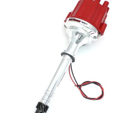 Pertronix Marine Billet Distributor for Chevrolet Small Block/Big Block Reverse Rotation Engines (Ignitor II), Red Cap Color D209801