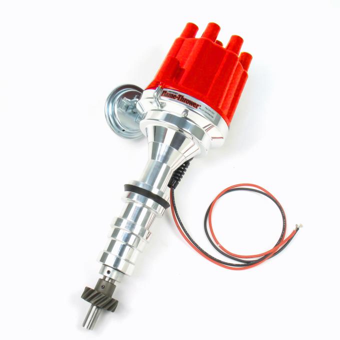 Pertronix Billet Distributor for Ford FE 352-428 Engines (Ignitor III) with Vacuum / Mechanical Advance, Red / Female D7133701