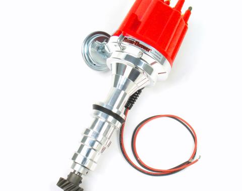 Pertronix Billet Distributor for Ford FE 352-428 Engines (Ignitor III) with Vacuum / Mechanical Advance, Red / Male D7133711